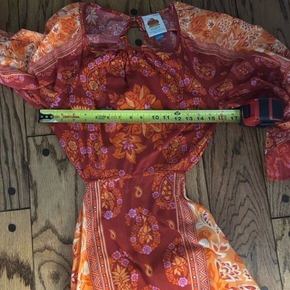 Farm Rio Printed Cutout Tiered-Hem Dress Size Medium - Picture 12 of 16